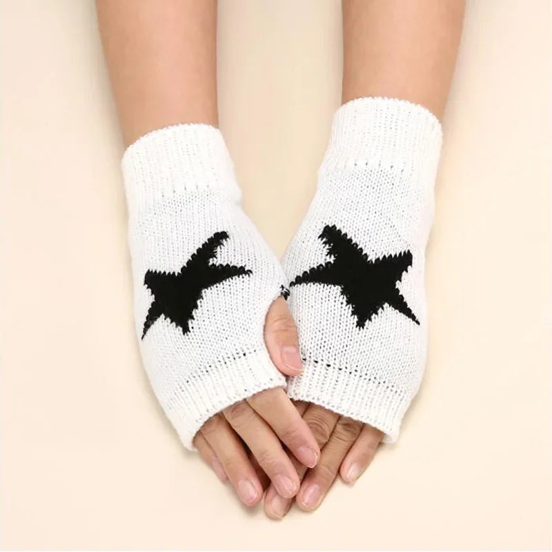 Lbsfy Knitted Half Finger Gloves Women's Warm Soft Winter Mittens for Girl Guantes Y2K Sleeve Girls Lolita Goth Fingerless Gloves