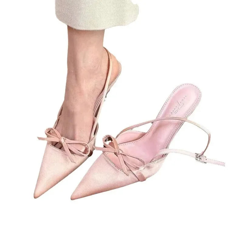 LBSFY  -Woman Slingbacks High Heels Pumps Summer New Sexy Pointed Toe Thin High Heels Female Fashion Design Wedding Party Single Shoes