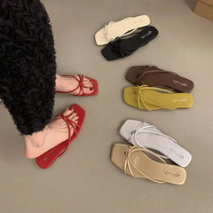 LBSFY -Summer Women Slippers Fashion Women's Narrow Band Flat Flip Flop Shoes Ladies Casual Outdoor Beach Slides Sandalias Muj