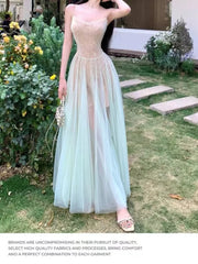 LBSFY -Summer Lace Mesh Elegant Spliced Sling Dresses For Woman 2025 Sexy Zipper New Fashion Evening Party Prom Long Dress 2025 Vestido