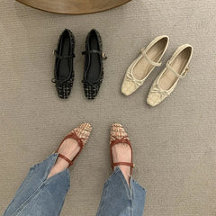 LBSFY -Elegant Loafers Shoes Spring Autumn Women Buckle Soft Sole Mary Jane Single Shoes Women Fashion Round Toe Granny Flats Shoes