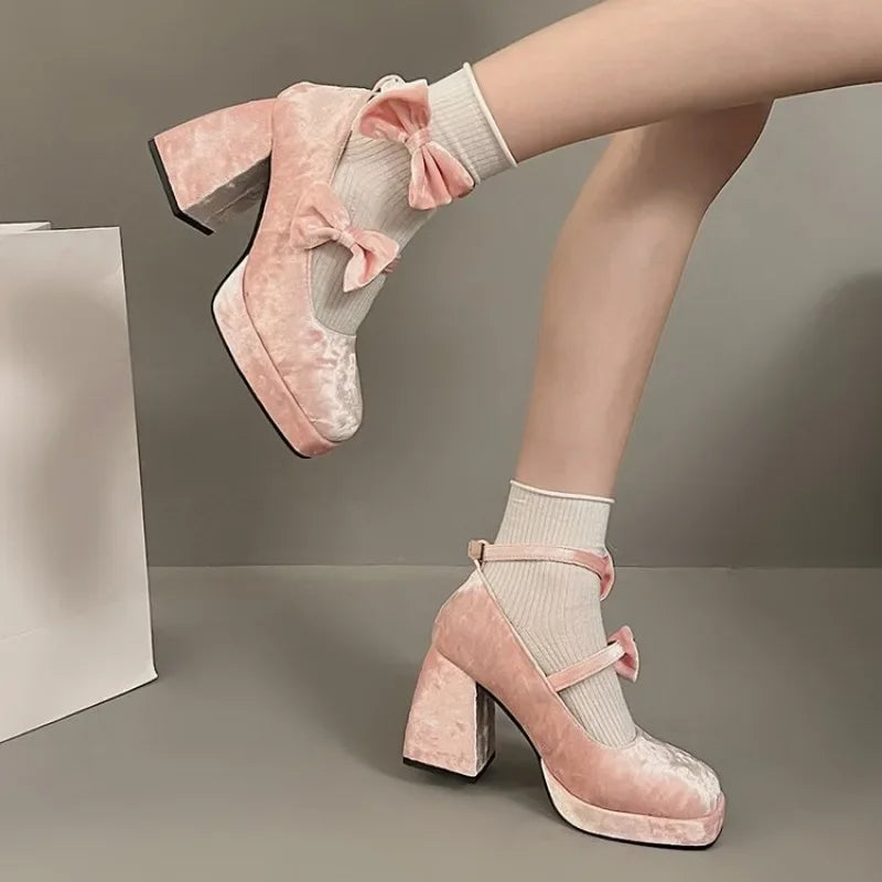 LBSFY  -  New Sweet Vintage Mary Janes Shoes Women Star Buckle Lolita Kawaii Platform Shoes Female Bow-knot Cute Designer Shoes