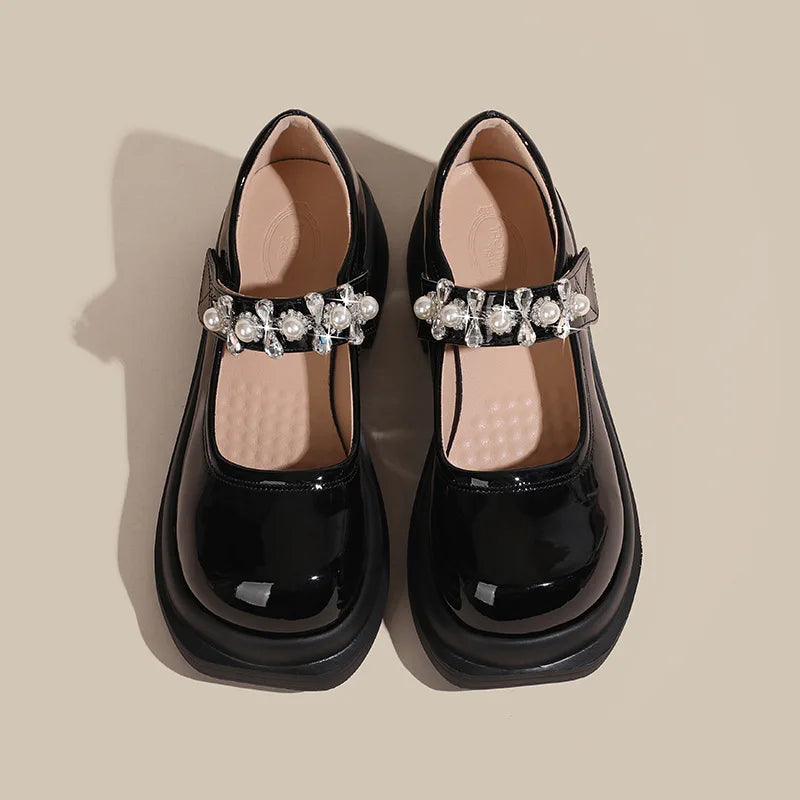 LBSFY  -  Size 33-43 Thick Bottom Mary Jane Patent Leather Shoes Women 5cm Low Heels Shoes