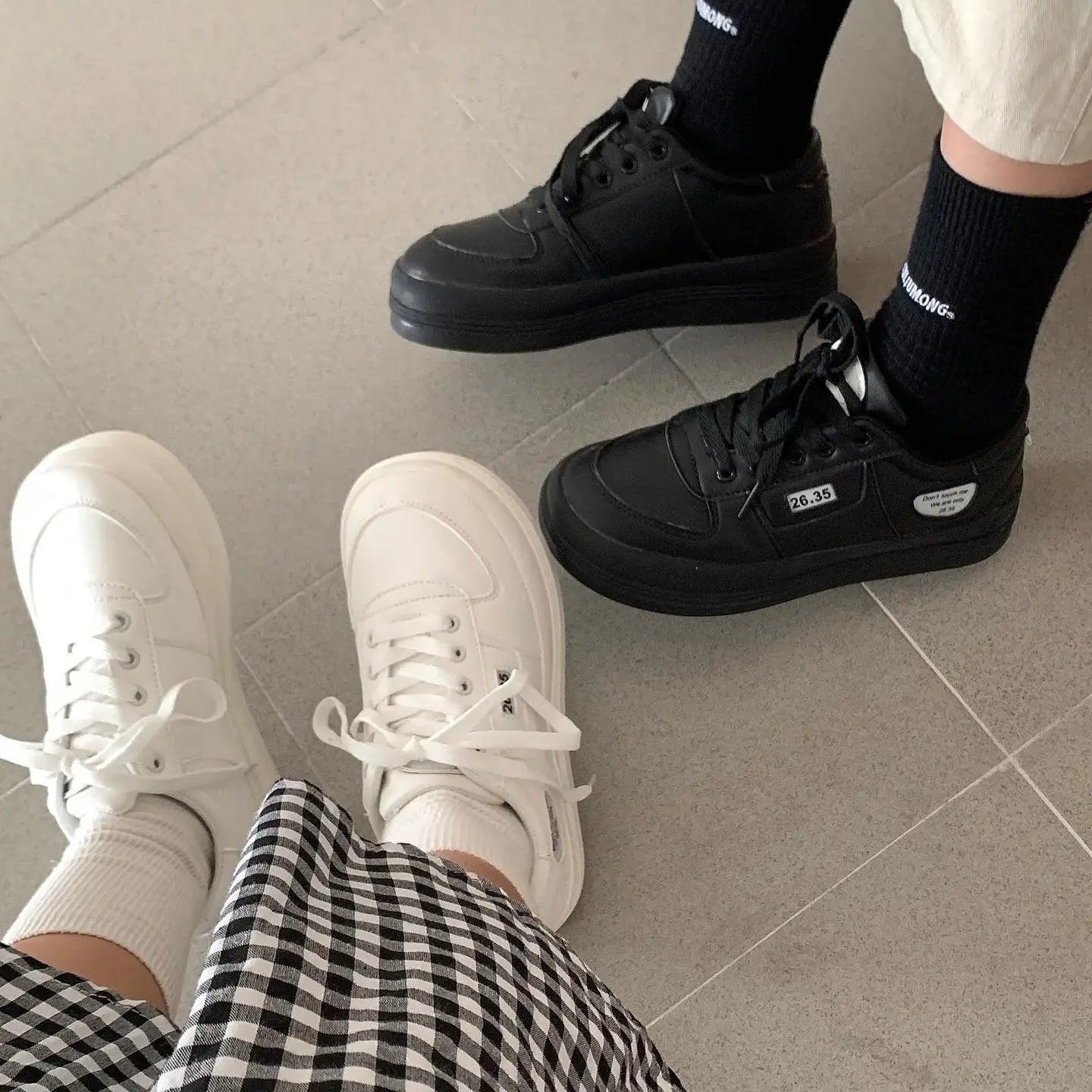 LBSFY  - White Shoes Woman Black Platform Sneakers Casual Vulcanize Kawaii Spring Summer Harajuku Flat Tennis Female Footwear