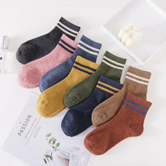 Lbsfy Women Stripes Socks For Girls Gift Autumn Winter Spring Cotton Ladies Middle Tube Short Crew Striped Socks Harajuku Streetwear