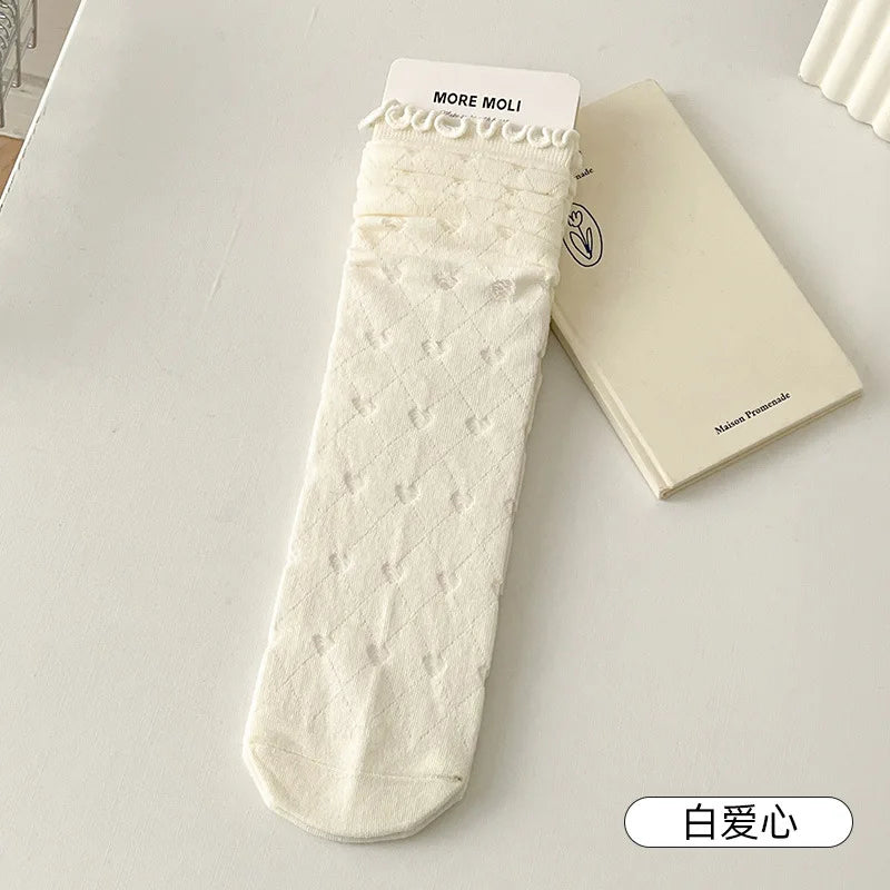 Lbsfy Women's Socks Jk Harajuku White Black Spring Summer Cotton Fashion Korean Style Simple Ins Mid-tube Breathable Comfortable Socks