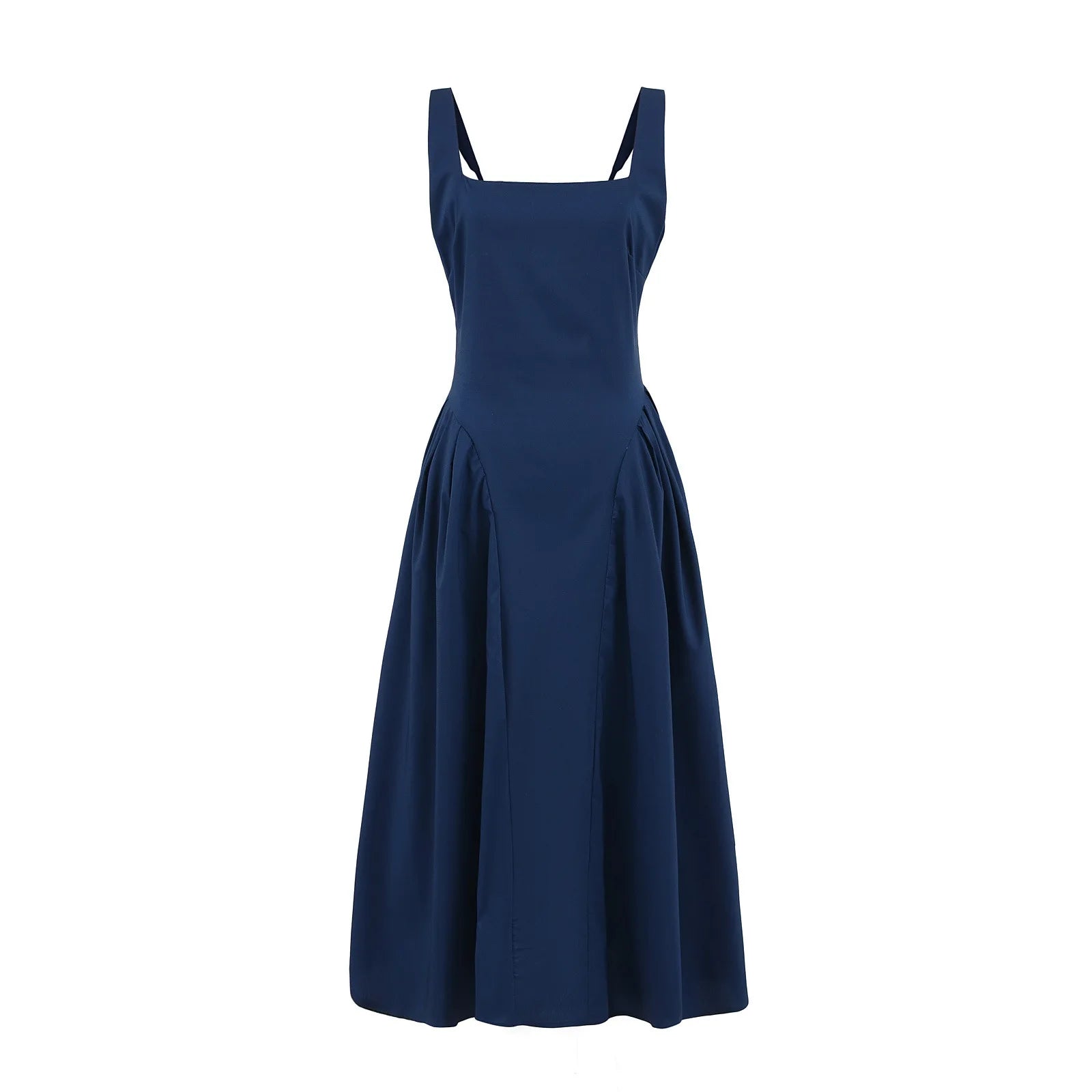 LBSFY -French Retro Style A-line Backless Strap Dress Solid Color Eleagant Chic Square Collar Party Dress New Female Vestidos