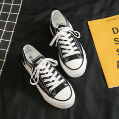 LBSFY -Solid Color Low Cut Korean Style Casual Thick Soled Canvas Shoes for Women Versatile Thick Soled Shoes for Heightening