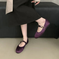 LBSFY  -  2024 Autumn Women Flats Fashion Shallow Ladies Mary Jane Shoes Square Toe Soft Flat Heel Outdoor Casual Ballerina Shoes