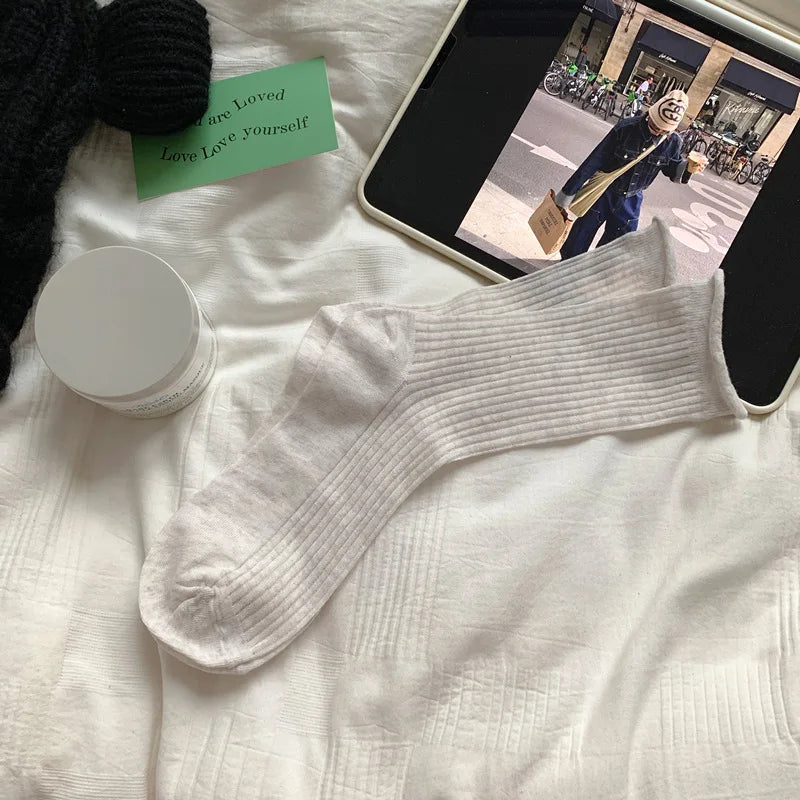 Lbsfy Loose Pink Socks Women Cotton Ultrathin Breathable Candy Color Simple High Sports Socks Casual Elastic Breathable Slouch Socks
