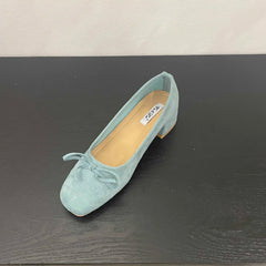 LBSFY -Fashion Elegant Red Ballerinas Women Pumps Slip on Loafers Round Toe Square Heels Bowknot Casual Spring Autumn Low Heel