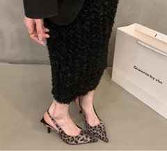 LBSFY  Summer Leopard Print Women Sandals Fashion Pointed Toe Singbacks Pumps Ladies Party Dress Female Shoes
