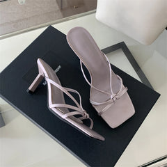 LBSFY -New Style Summer Women Clip Toe Slippers Fashion Dress Slide Shoes Ladies Women's Elegant High Heel Footwear Zapatos Mujer