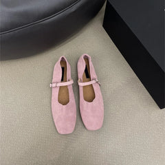 LBSFY  -  2025 new Mary Jane women's shoes suede leather non-slip ballet flat shoes square toe comfortable female shoes