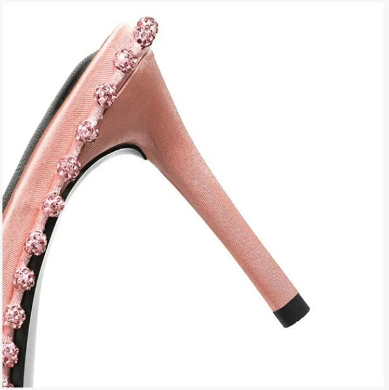LBSFY  -  Open Toe PVC Crystal Sandals Women High Heels Summer Wedding Party Dress Slingback Shoes Rhinestone Sandalia Feminina Rivet