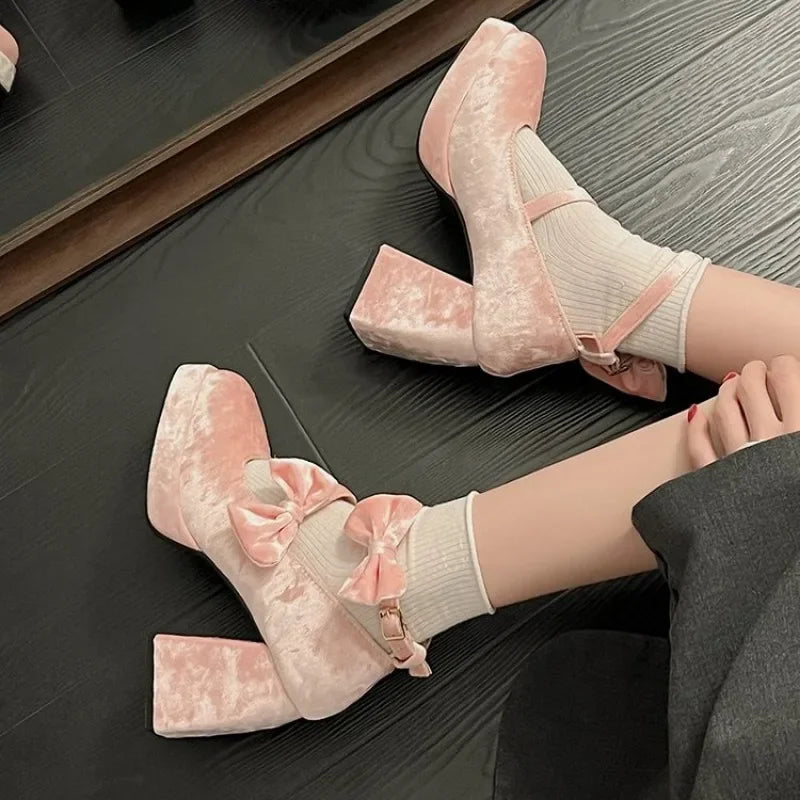 LBSFY  -  New Sweet Vintage Mary Janes Shoes Women Star Buckle Lolita Kawaii Platform Shoes Female Bow-knot Cute Designer Shoes