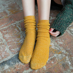 Lbsfy Bright Sparkling Women's Socks Fashion Glitter Shiny Sock Sweet Cute golden silver socks Spring Autumn Breathable Soxs