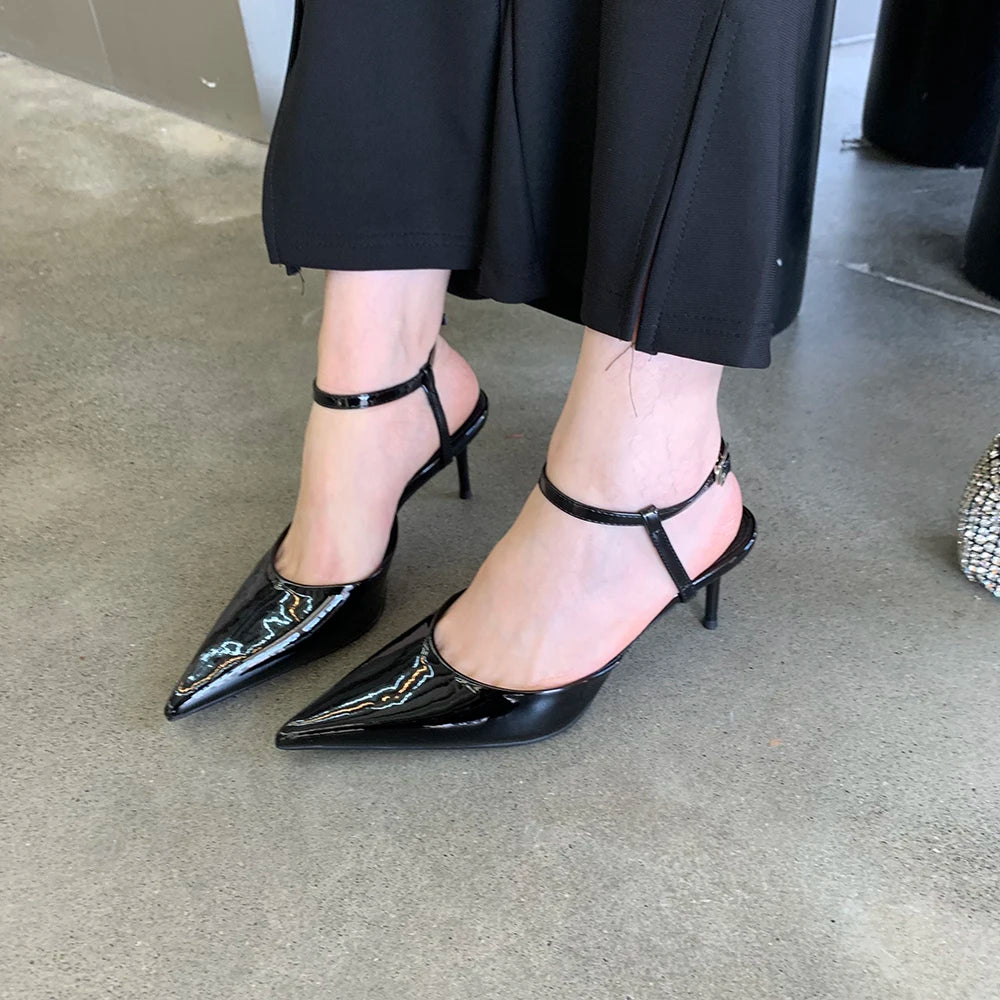 LBSFY  -  Gold Black Silver White Women Sandals Pointed Toe Summer Dress Shoes Thin High Heels Ankle Strap Sexy Party Gladiator Slides 39