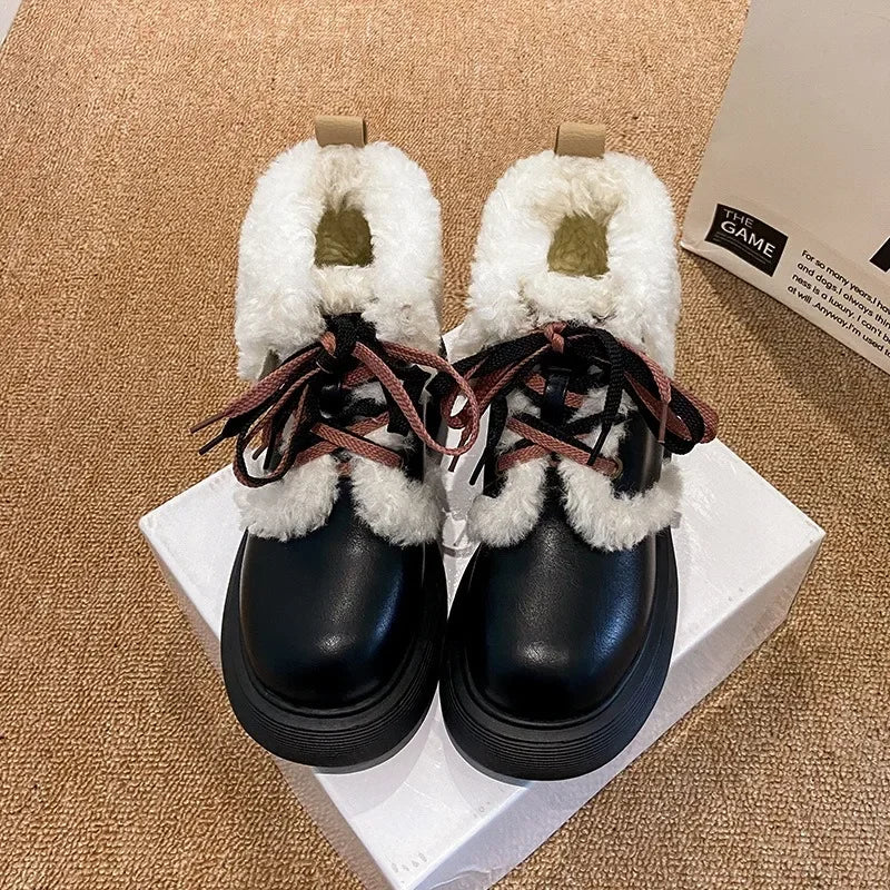 LBSFY  -  Designer Fashion Casual Velvet Ankle Boots for Women Winter Soft-soled Women's Cotton Shoes Fashion Platform Snow Boots Female