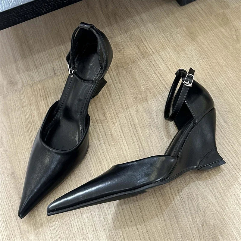 LBSFY -Spring Fashion Candy Pointed Toe Women Pumps Slingback Wedges High Heels Party Prom Mules Shoes Zapatos De Mujer