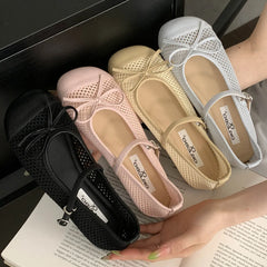 LBSFY -Fashion Hollow Out Mesh Buckle Women Ballet Flats Slippers Sandals Round Toe Slingback Casual Mules Shoes Zapatos De Mujer