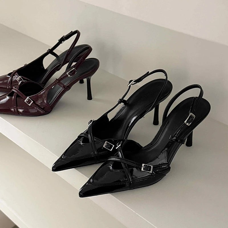 LBSFY  Street Style Pointed Toe Women Muels Sandals Design Style High Heels Banquet Party Dress Sandalias Shoes