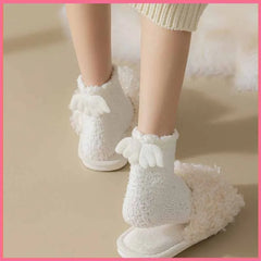 Lbsfy Wing Woman Sock Thicken Crew White Black Cotton Soft Coral Fleece Kawaii Cute Hosiery Autumn Winter Warm Casual Ladies Stockings