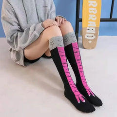 Lbsfy Funny Chicken Paw Stocking Over-knee Pressure Thin Leg Long Stockings Women Spring Autumn Winter Middle High School Girls Socks