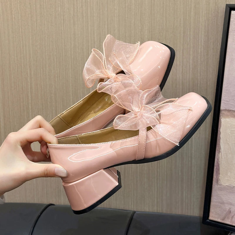 LBSFY  -  Vintage Women Square Toe Mary Jane Shoes Fashion Shallow Slip On 2025 Spring Autumn Wedding Party Shoes