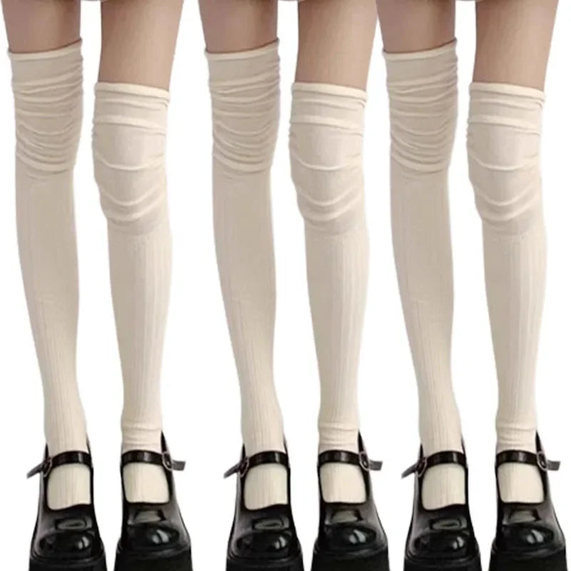 Lbsfy 1/3pairs Autumn Long Tube Socks Thermal Warm Stocking Female Trendy Casual Thigh High Striped Leggings Trendy Over The Knee Sock