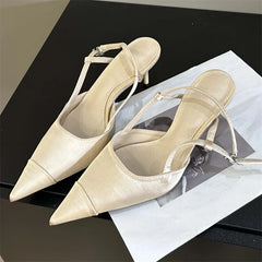 LBSFY -Spring Buckle Strap Women Pumps Sandals Fashion Shallow Thin Heels Pointed Toe Slingback Mules Tacones Mujer