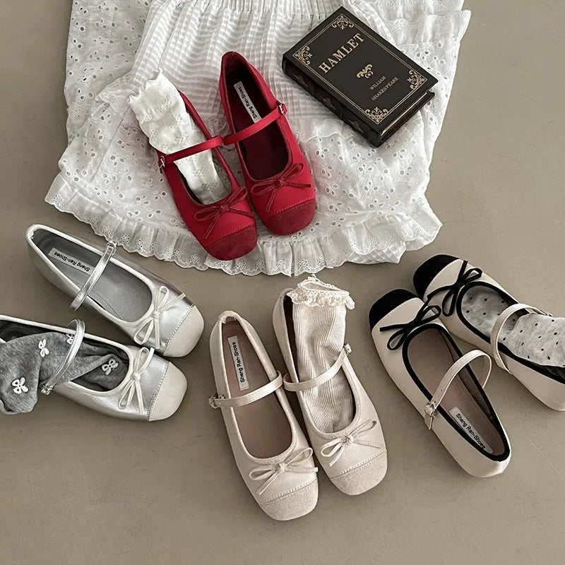 LBSFY -New Spring Butterfly-knot Women Ballet Shoes Fashion Outdoor Dress Shoes Female Street Style Soft Sole Flats Shoes
