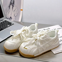 LBSFY -Summer Breathable Lightweight Mesh Sneakers Soft Bottom Hong Kong Style Casual Sports White Shoes for Women