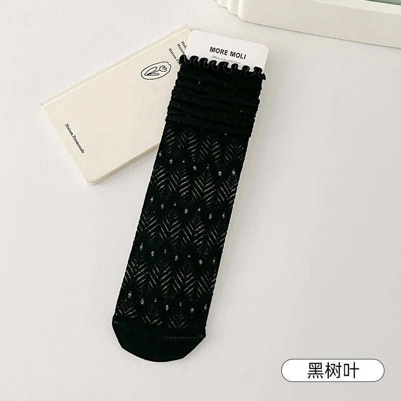 Lbsfy Women's Socks Jk Harajuku White Black Spring Summer Cotton Fashion Korean Style Simple Ins Mid-tube Breathable Comfortable Socks