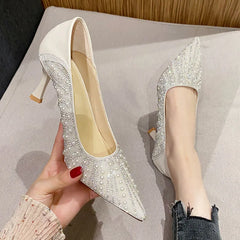 LBSFY -Shoes for Women's Wedding Bridal Shoes 2025 Crystal Elegant Pointed Toe Thin High Heel Sexy Women's Party Shoe Pumps Women Shoe