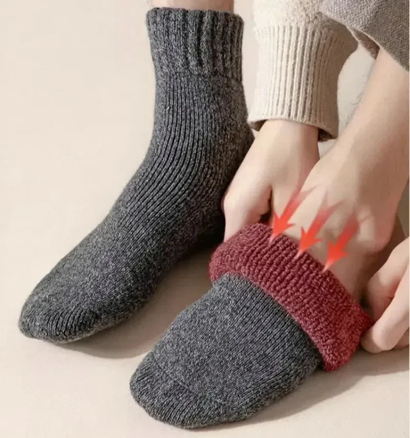 Lbsfy 5Pairs Winter Thicker Warm Men’s Sock Wool Male Women Socks Super Solid Socks Merino Wool Socks Against Cold Snow Terry Sock