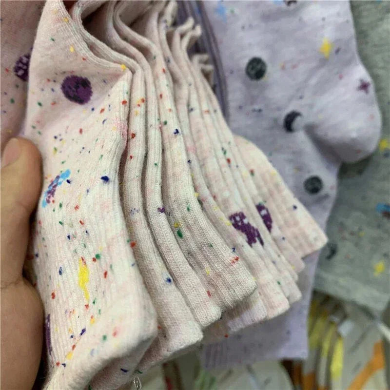 Lbsfy Funny Moon Stars Pattern Socks Women Harajuku Planet Space Tube Sock Female Colorful Sweet Warm Cute Casual Streetwear Meias