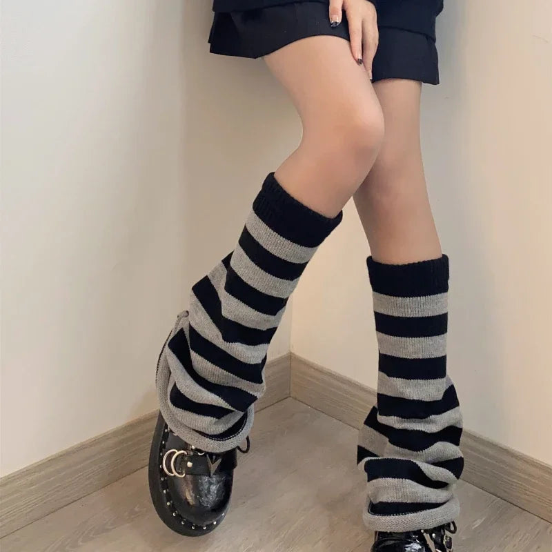 Lbsfy Flared Leg Warmers Women Kawaii White Winter Loose Boot Stocking Girl Uniform Knitted Cute Knee-High Leg Warmers Japanese Fluffy