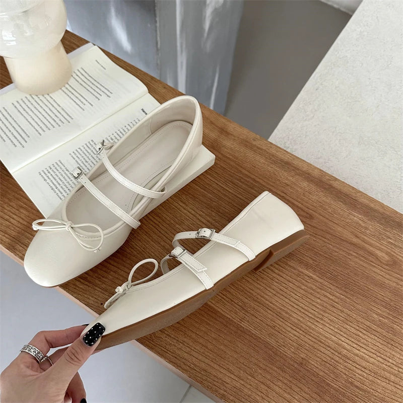 LBSFY -Spring Autumn Women Mary Jane Shoes Soft Casual Outdoor Dress Flat Ballet Shoes Round Toe Shallow Slip On Flats Mujer