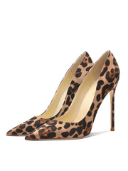 LBSFY  -  New suede leopard print high heels, women's slim heels, pointed toe single shoes, fashionable and sexy, shallow cut