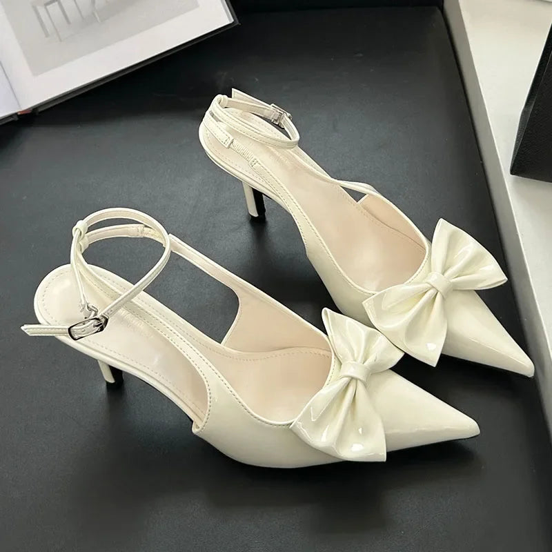 Lbsfy Butterfly-Knot Designer High Heels Women Ankle Strap Pointed Toe Banquet Dress Shoes Ladies Fashion Elegant Sandals Women Pumps