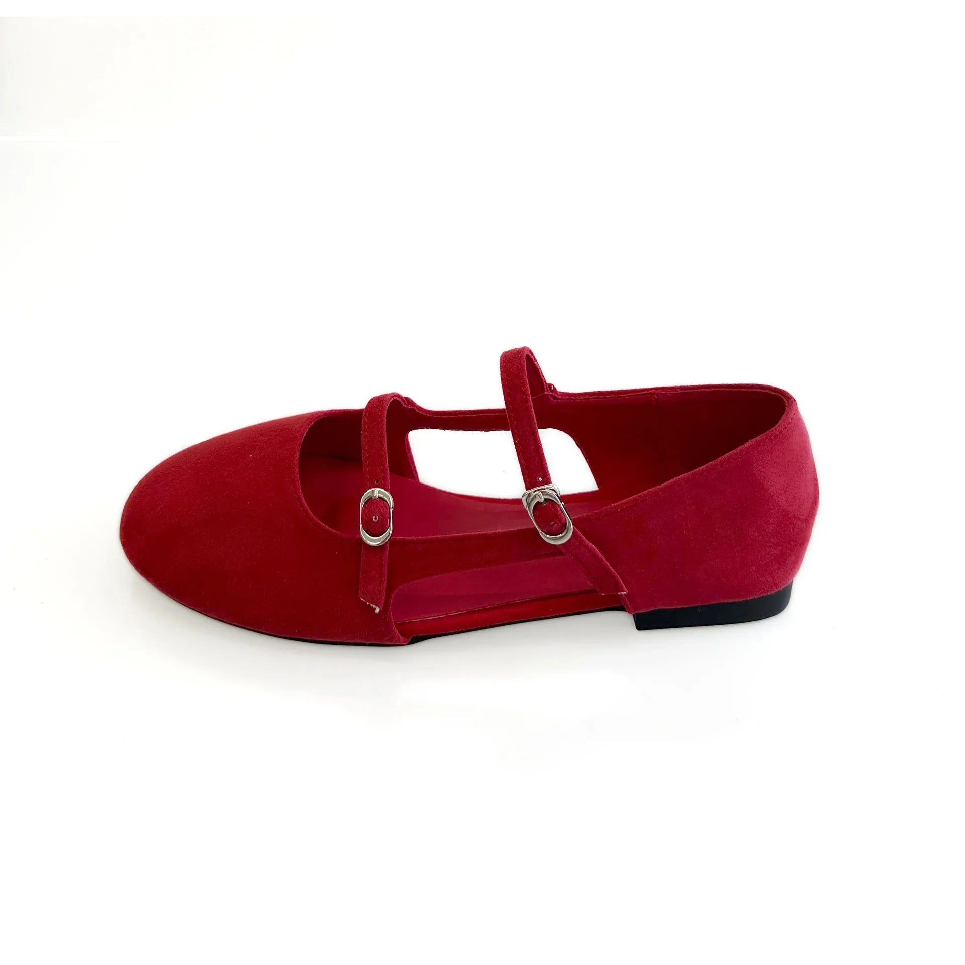 LBSFY -Mary Jane Flat Shoes Women's Casual Footwear Side Open Airy Leather Mid Heel Summer Rubber Sole Adult Footwear Grid Inner