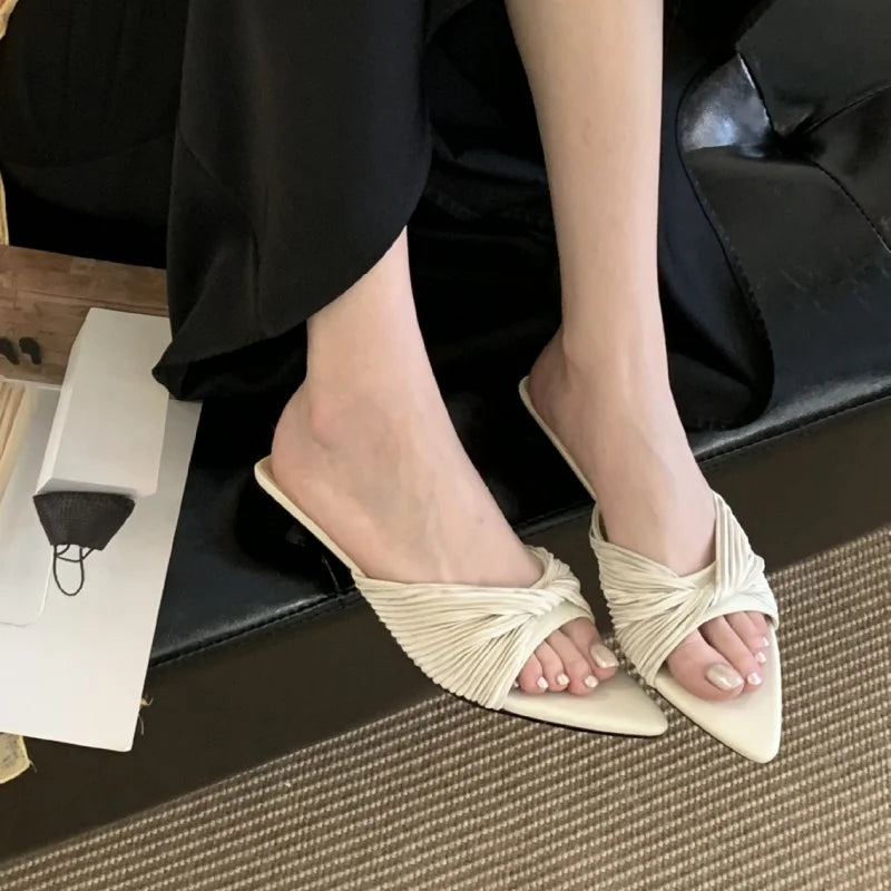 LBSFY -Women Outdoor Slippers High Heel Shoes Summer Footwear  Fashion Design Pointed Toe Ladies Slides Pumps Female Mule