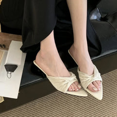 LBSFY -Women Outdoor Slippers High Heel Shoes Summer Footwear  Fashion Design Pointed Toe Ladies Slides Pumps Female Mule