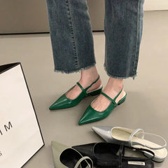 LBSFY  -  Summer Pointed Toe Women Sandal Shoes Fashion Shallow Slip On Flats Heel Ladies Elegant Office Shoes Outdoor Slingback Mules