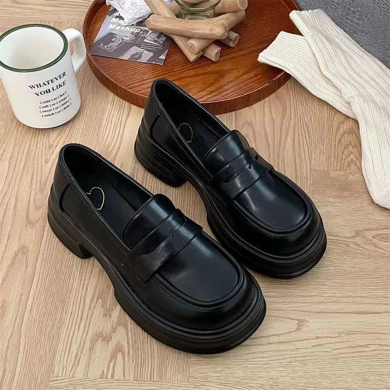 LBSFY  -  Platform Mid Heel 5cm Sweet Girls Lolita Shoes Women's Autumn British College Student Retro Jk Uniform Black Gothic Kawaii Shoes