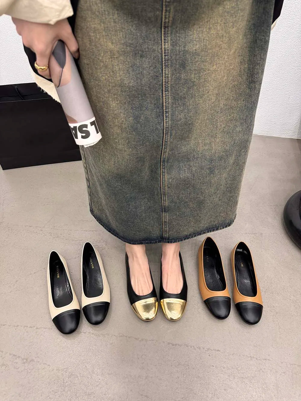 LBSFY  -  Round Toe Women Loafers 2024 New Arrivals Autumn Spring Dress Shoes Black Beige Brown Low Heeled Shallow Casual Mary Janes Mules