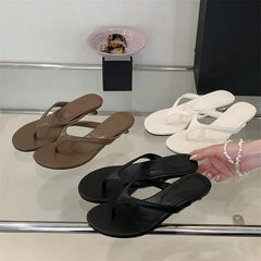 LBSFY -Summer Fashion Comfortable Round Clip Toe Slippers Women Thin Low Heels Casual Sandals Flip Flops Beach Shoes Zapatos De Mujer