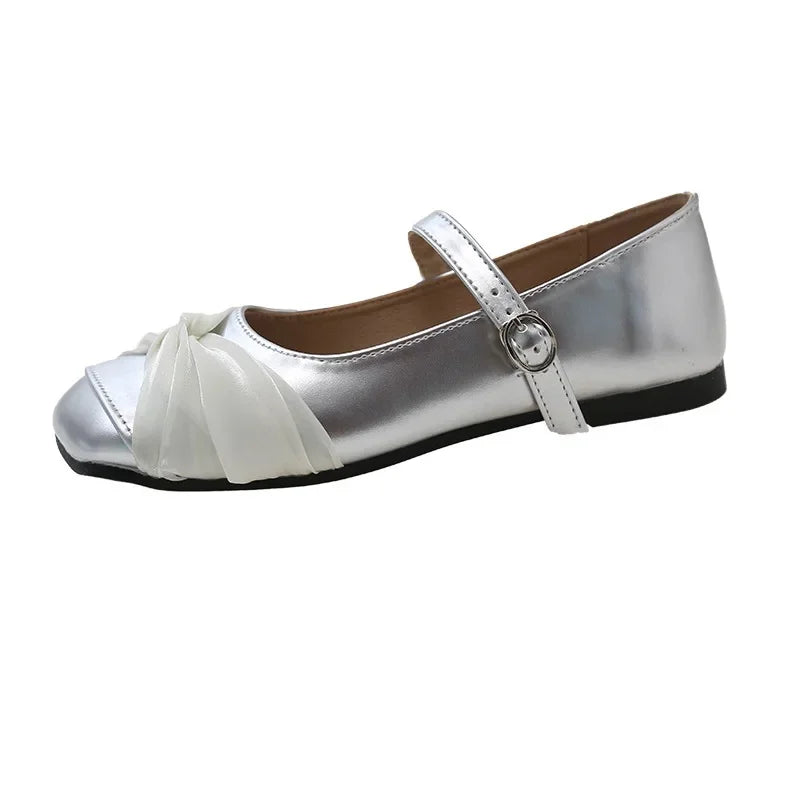 LBSFY -French Elegant Gentle Square Head Small Leather Shoes Mary Janes Stylish Fairy Tale Single Shoes Women's Casual Shoes Summer