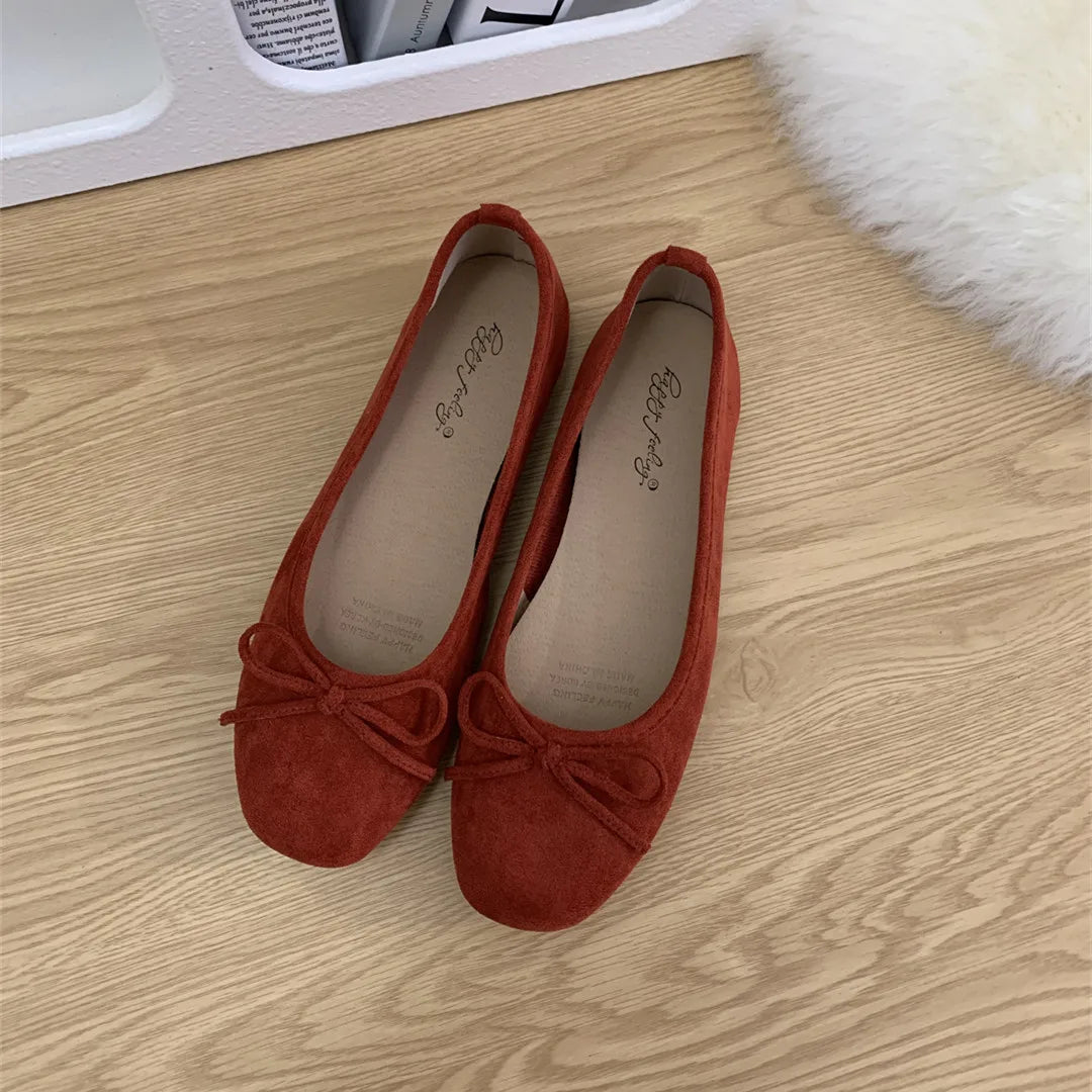 LBSFY -New Brand Women Flats Round Toe Shallow Slip On Ladies Casual Ballet Shoes Soft Leather Eelgant Balle Shoes Size 40